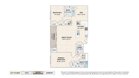 Floor plan for 2 beds, 2.5 baths, 1515 sqft